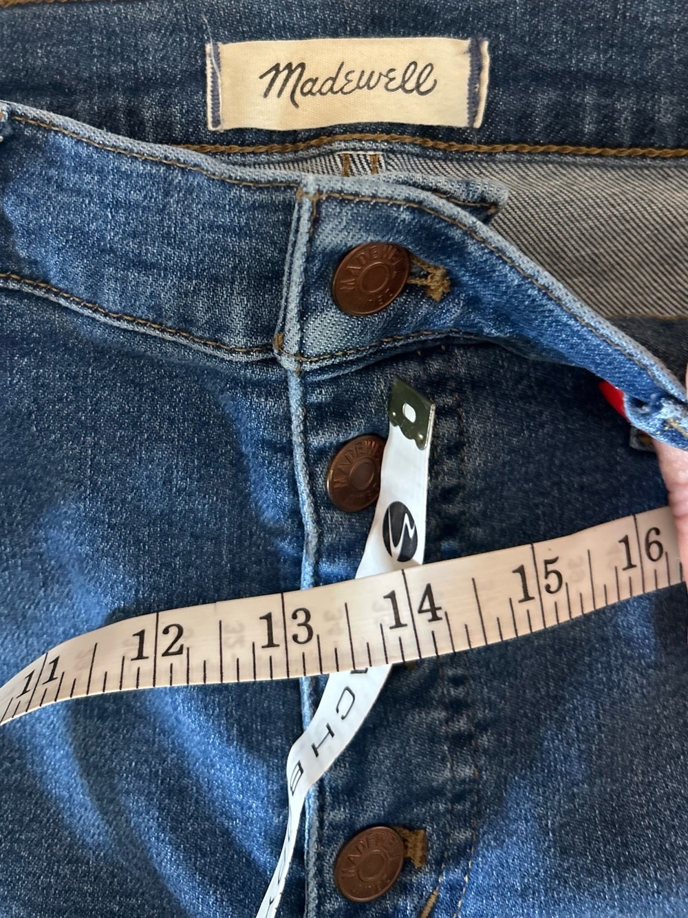 Madewell Midrise Skinny Crop Button Fly Size 32 Jeans Medium Wash Stretch - Picture 6 of 7